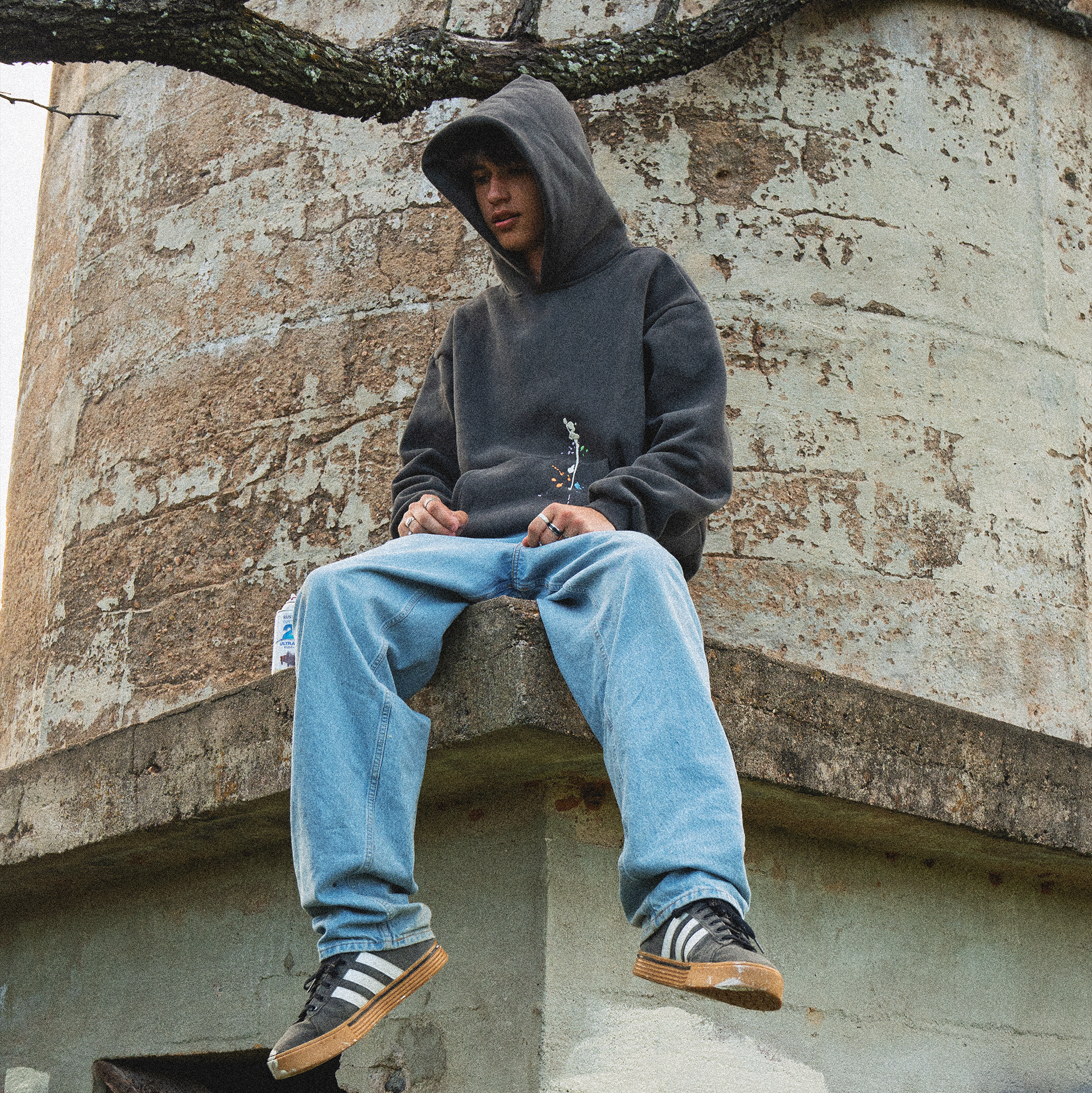Paint-Splatter Hoodie "Charcoal"