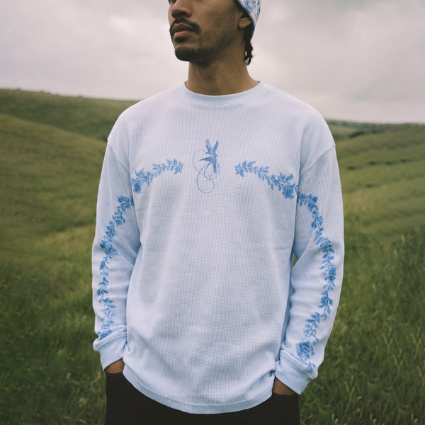 "rain-washed" waffle knit